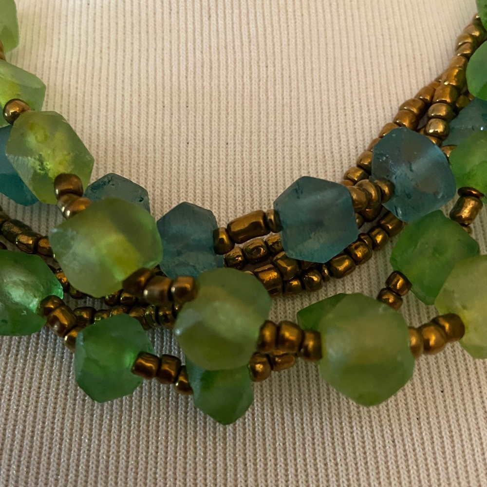 Multi-Strand Statement Necklace~Gorgeous Blue/Gre… - image 5